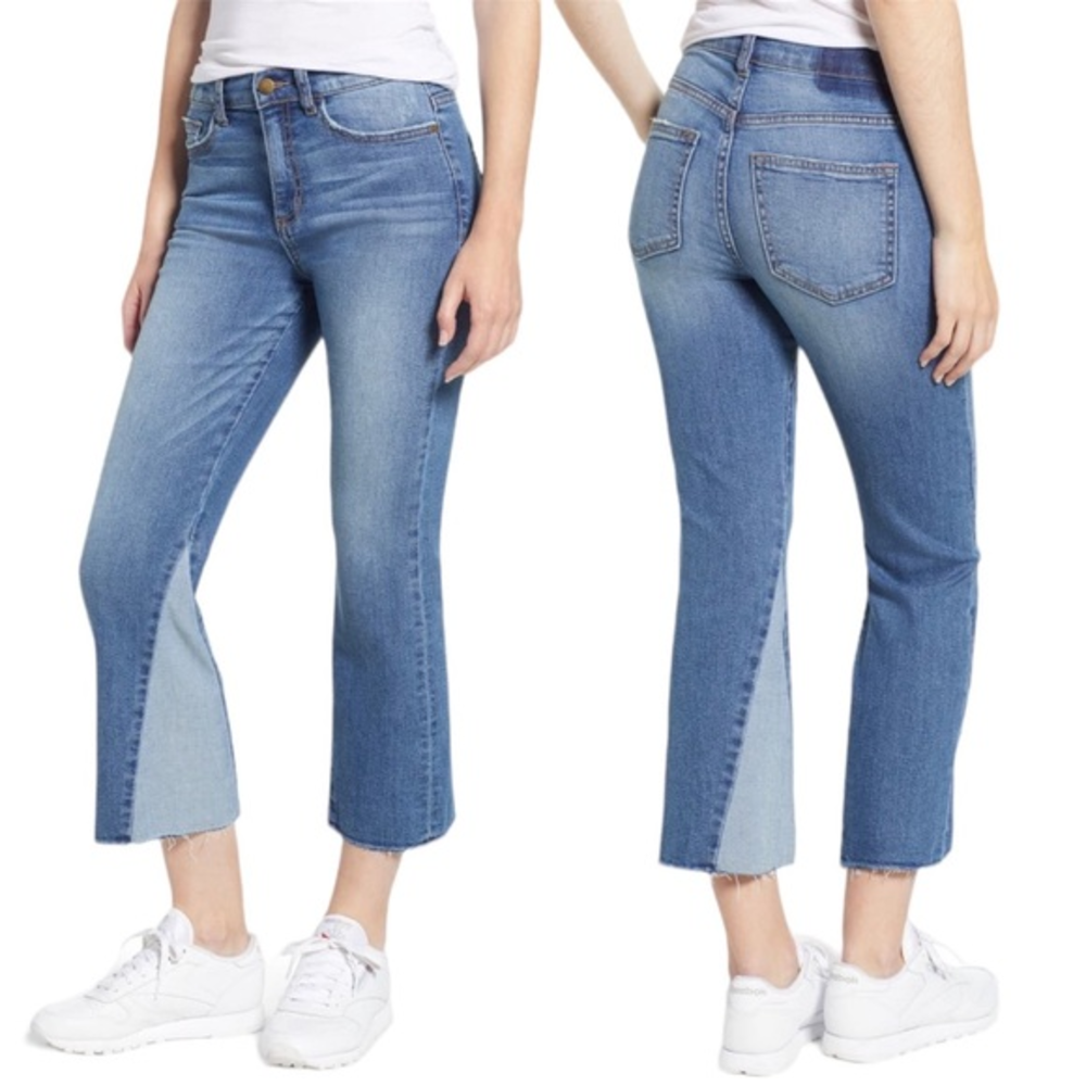 SP Black‎ Two-Tone Crop Flare Jeans